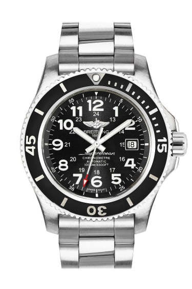 Brietling superocean II 44 black dial steel men's watch A17392D7 B1A1