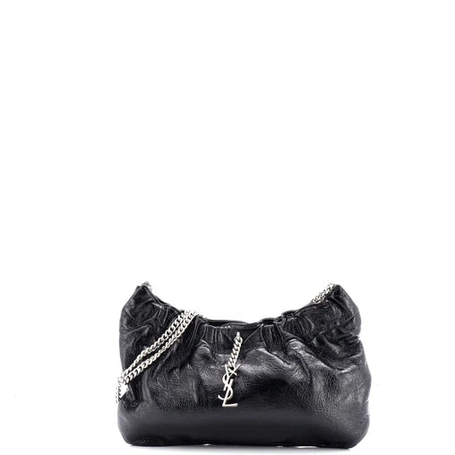 Saint Laurent Pac Pac Ruched Hobo Leather