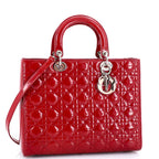 Christian Dior Lady Dior Bag Cannage Quilt Patent Large