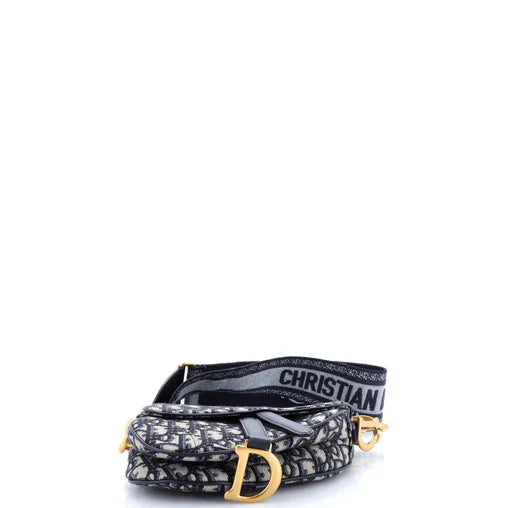 Christian Dior Saddle Handbag with Strap Oblique Canvas Mini