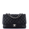 Chanel Vintage Classic Single Flap Bag Quilted Caviar Jumbo