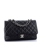 Chanel Vintage Classic Single Flap Bag Quilted Caviar Jumbo
