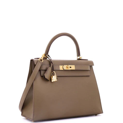 Hermes Kelly Handbag Toundra Madame with Gold Hardware 28