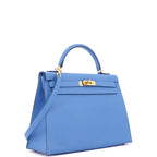 Hermes Kelly Handbag Bleu Paradis Epsom with Gold Hardware 32