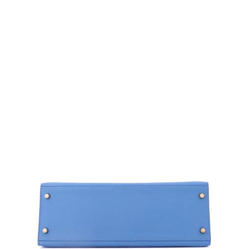 Hermes Kelly Handbag Bleu Paradis Epsom with Gold Hardware 32