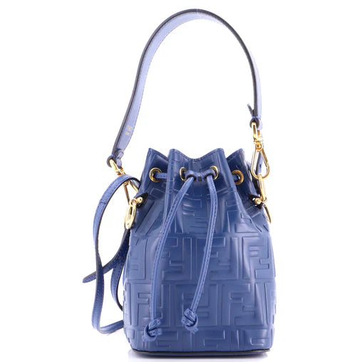 Fendi Mon Tresor Bucket Bag Zucca Embossed Leather Mini