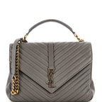 Saint Laurent Classic Monogram College Bag Matelasse Chevron Leather Large