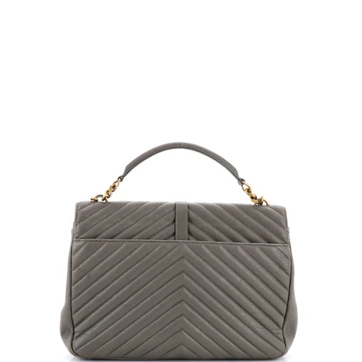 Saint Laurent Classic Monogram College Bag Matelasse Chevron Leather Large