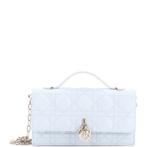 Christian Dior My Dior Top Handle Flap Bag Cannage Quilt Lambskin Mini