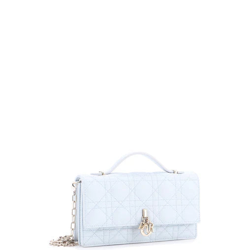 Christian Dior My Dior Top Handle Flap Bag Cannage Quilt Lambskin Mini