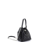 Chanel CC Chain Drawstring Bucket Bag Quilted Caviar Mini