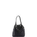 Chanel CC Chain Drawstring Bucket Bag Quilted Caviar Mini