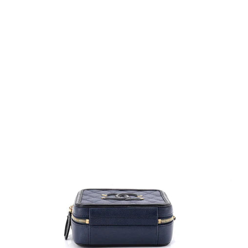 Chanel Filigree Vanity Case Quilted Caviar Small