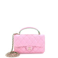 Chanel Classic Top Handle Flap Phone Holder with Chain Quilted Lambskin