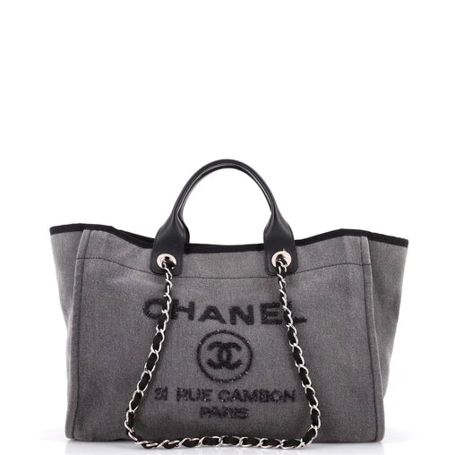 Chanel Deauville Tote Canvas with Sequins Medium