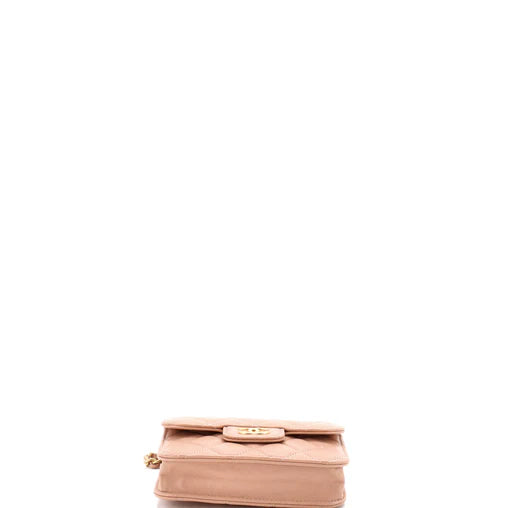 Chanel Top Handle Flap Coin Purse with Chain Quilted Lambskin