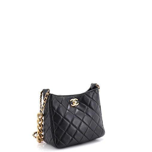 Chanel Mixed Chain Link CC Hobo Quilted Lambskin Small