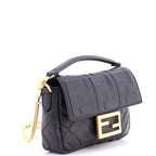 Fendi Midi Baguette Chain Bag Zucca Embossed Leather Small
