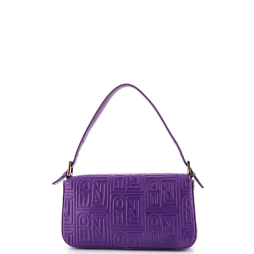 Fendi Baguette Bag Logo Embossed Leather Small