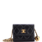 Chanel Pearl Crush Card Holder with Chain Quilted Lambskin