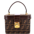 Fendi Vintage Lock Top Handle Vanity Bag Zucca Canvas Small