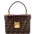 Fendi Vintage Lock Top Handle Vanity Bag Zucca Canvas Small