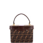 Fendi Vintage Lock Top Handle Vanity Bag Zucca Canvas Small