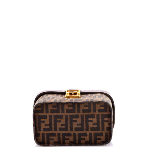 Fendi Vintage Lock Top Handle Vanity Bag Zucca Canvas Small