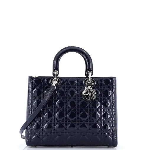 Christian Dior Lady Dior Bag Cannage Quilt Patent Large