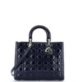 Christian Dior Lady Dior Bag Cannage Quilt Patent Large