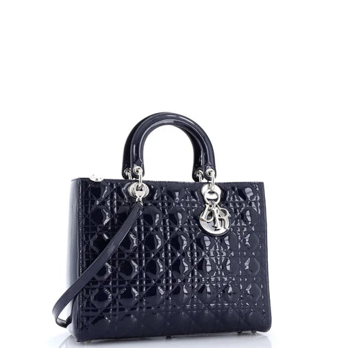 Christian Dior Lady Dior Bag Cannage Quilt Patent Large
