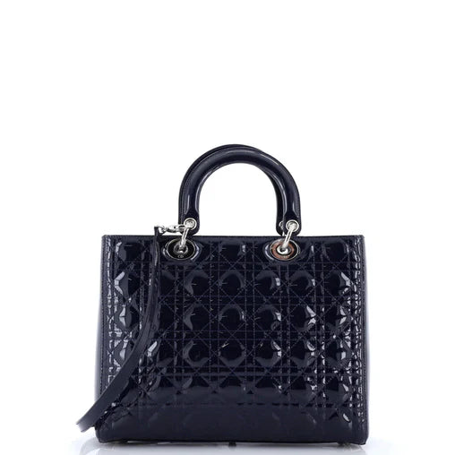 Christian Dior Lady Dior Bag Cannage Quilt Patent Large