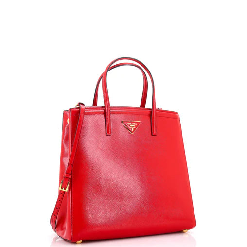 Prada Slim Convertible Tote Vernice Saffiano Leather Medium