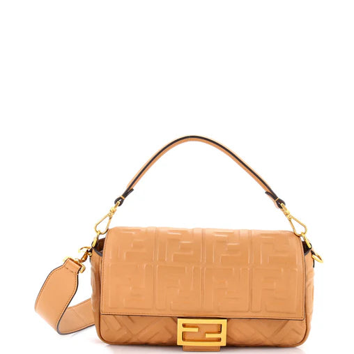 Fendi Baguette NM Bag Zucca Embossed Leather Medium
