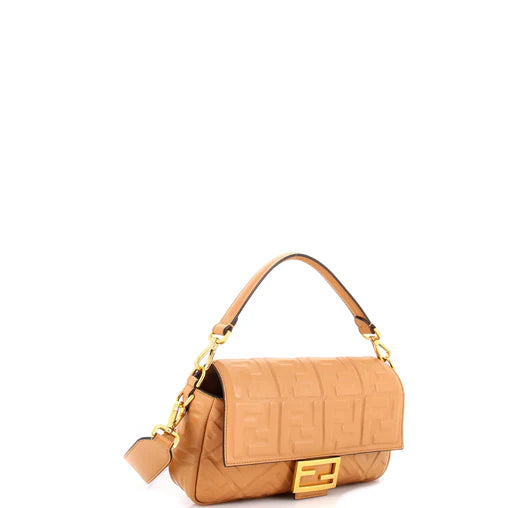 Fendi Baguette NM Bag Zucca Embossed Leather Medium