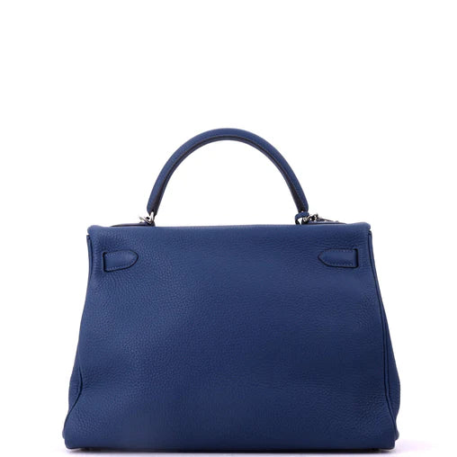 Hermes Kelly Handbag Deep Blue Togo with Palladium Hardware 32