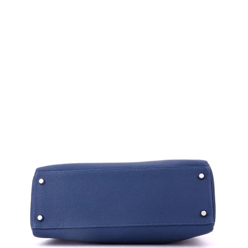 Hermes Kelly Handbag Deep Blue Togo with Palladium Hardware 32