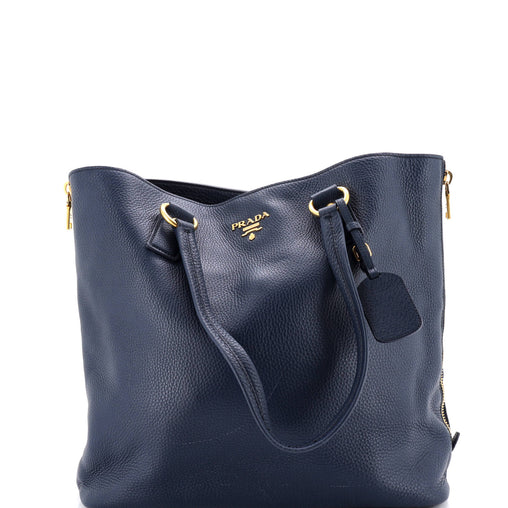 Prada Side Zip Shopper Tote Vitello Daino Large