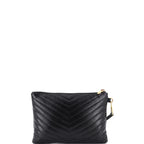 Saint Laurent Classic Monogram Wristlet Pouch Matelasse Chevron Leather Small