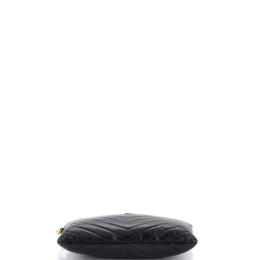 Saint Laurent Classic Monogram Wristlet Pouch Matelasse Chevron Leather Small