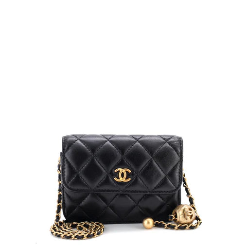 Chanel Pearl Crush Flap Clutch with Chain Quilted Lambskin Mini