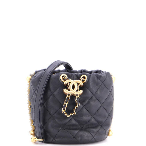Chanel About Pearls Bucket Bag Quilted Calfskin Mini