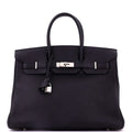 Hermes Birkin Handbag Noir Togo with Palladium Hardware 35
