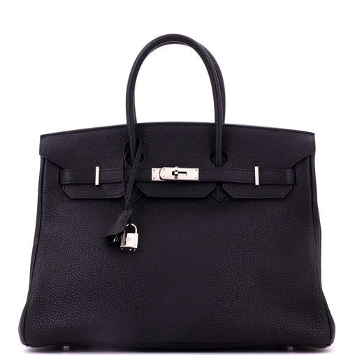 Hermes Birkin Handbag Noir Togo with Palladium Hardware 35