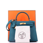 Hermes Kelly Handbag Vert Bosphore Epsom with Gold Hardware 28