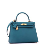 Hermes Kelly Handbag Vert Bosphore Epsom with Gold Hardware 28