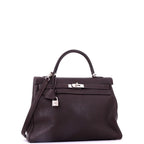 Hermes Kelly Handbag Ebene Chevre de Coromandel with Brushed Palladium Hardware 35