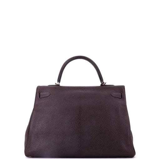 Hermes Kelly Handbag Ebene Chevre de Coromandel with Brushed Palladium Hardware 35