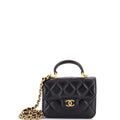 Chanel Top Handle Flap Coin Purse with Chain Quilted Lambskin