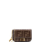 Fendi Chain Baguette Charm Bag Zucca Coated Canvas Nano